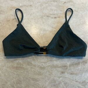 Emerald green boho bikini top with buckle detail